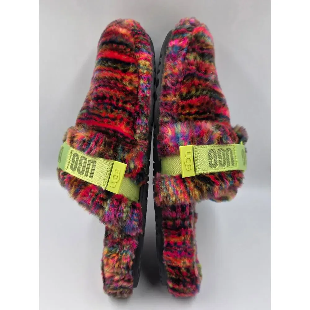 Mens 12 UGG Fluff It Pixelate Faux Shearling Slide/Slipper 1131550